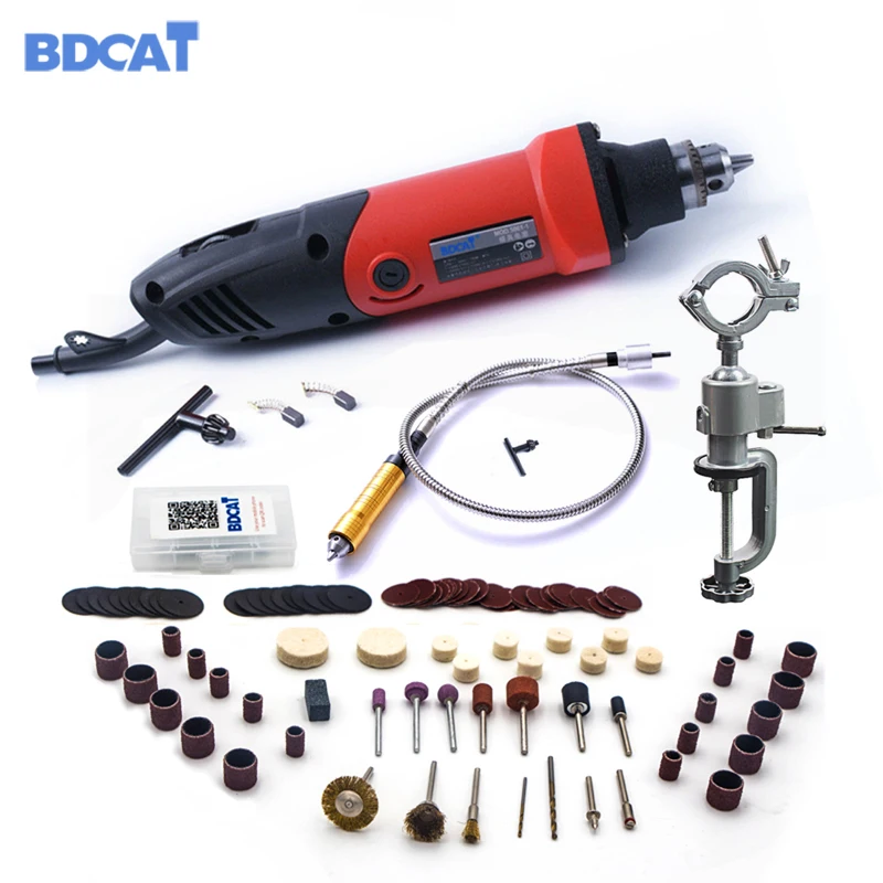 BDCAT 400 Вт электрическая мини дрель гравер вращающийся инструмент угловая шлифовальная машина Dremel держатель инструмента с гибким валом и 106 аксессуары