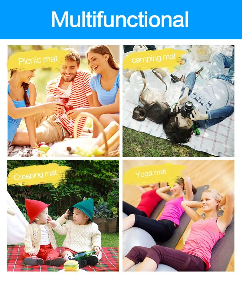 Portable Waterproof Picnic Camping Mat Water Repellent With Windproof Stakes Machine Washable For Camping Spring Outing