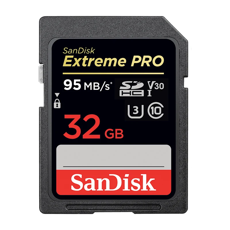 Двойной Флеш-накопитель SanDisk Extreme PRO SD карта, 32 ГБ, 64 ГБ, 128 ГБ SDHC/SDXC UHS-I Class 10 95 МБ/с. V30 слот для карт памяти sd для цифровой камеры - Емкость: 32 Гб
