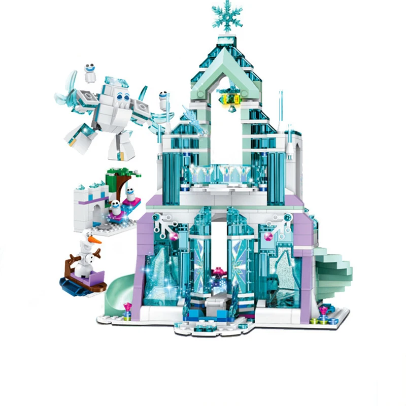 

Lepin 25002 Snow World Series The Elsa`s Magical Ice Castle Set Building Blocks Bricks Legoed 41148 Toys Girl Friends Block Toys