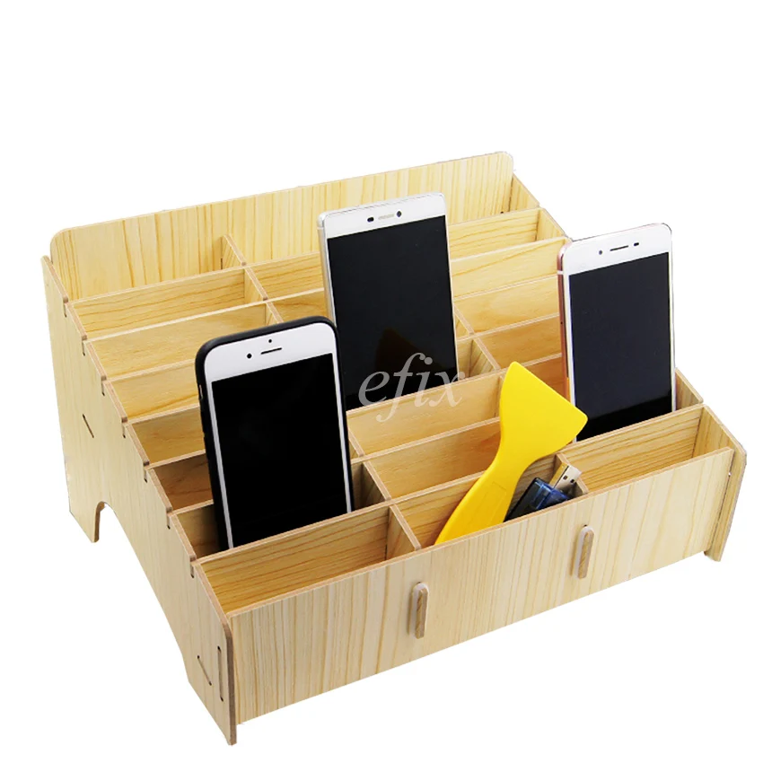 Wooden mobile phone management storage box creative desktop office