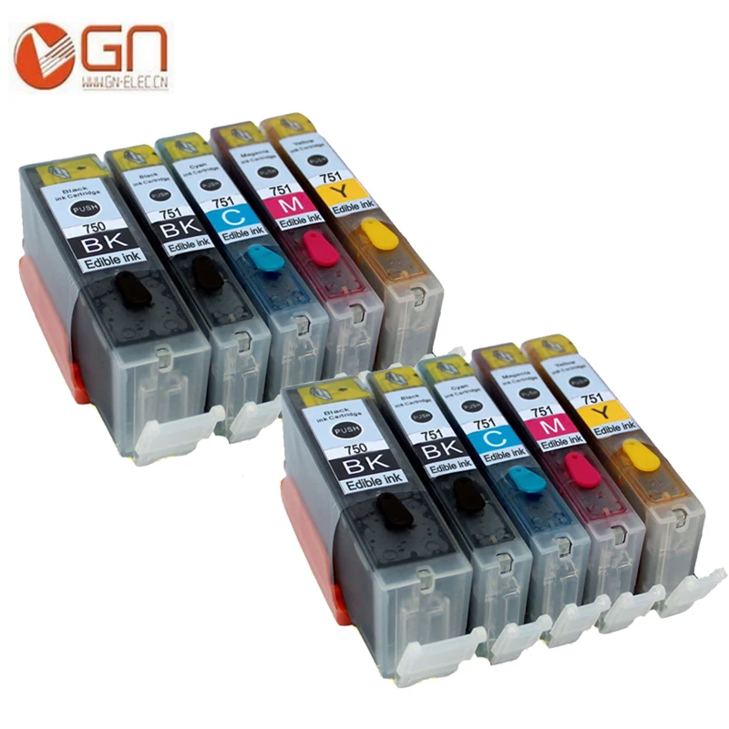 GN 10pcs PGI 750 750XL CLI 751 751XL edible ink cartridge For canon