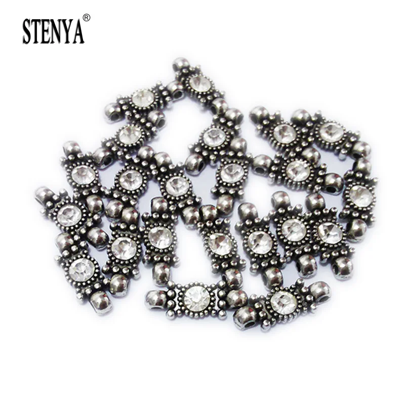 

antique silver Rhinestone inlaid beads double loop watches strap watch jewelry findings bracelets earrings neckles accessoris