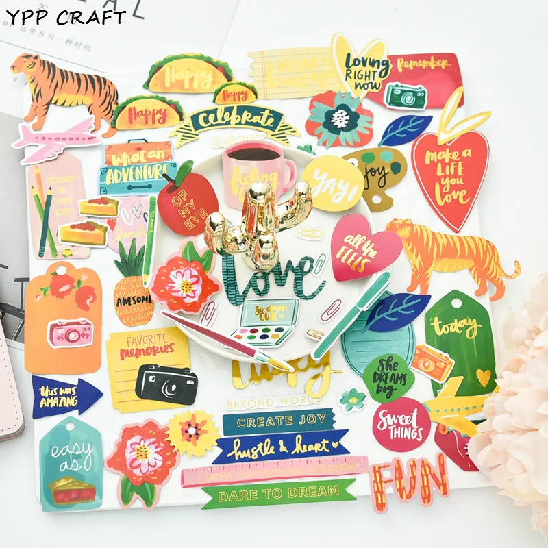 

YPP CRAFT 45pcs Favorite Memories Cardstock Die Cuts for Scrapbooking Happy Planner/Card Making/Journaling Project