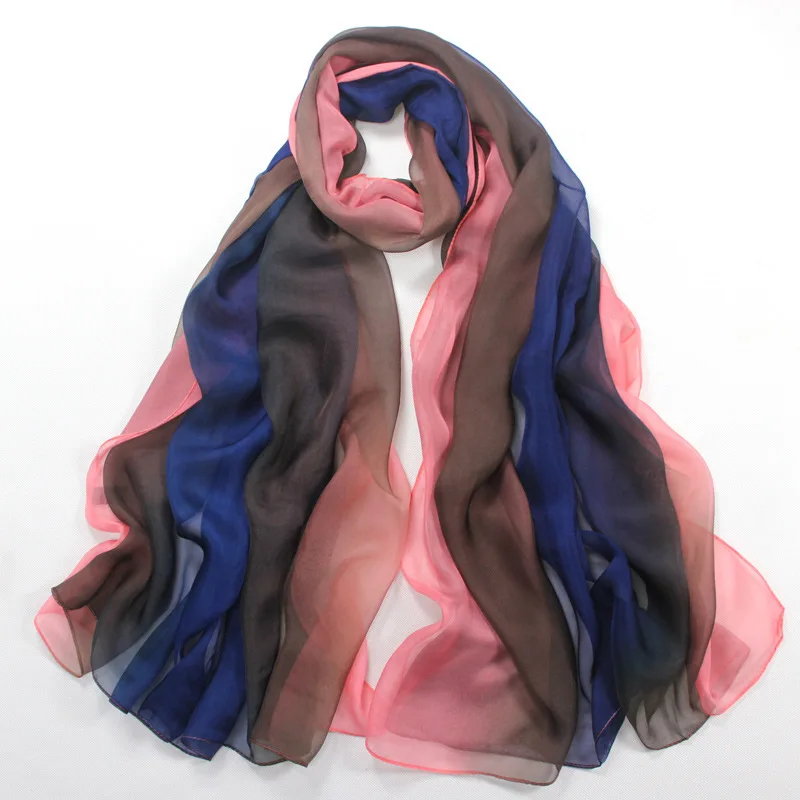 DANKEYISI чистый Шелковый шарф женский негабаритный женский шарф женский градиентный цвет модный параграф шали Foulards шарфы Бандана - Цвет: 8
