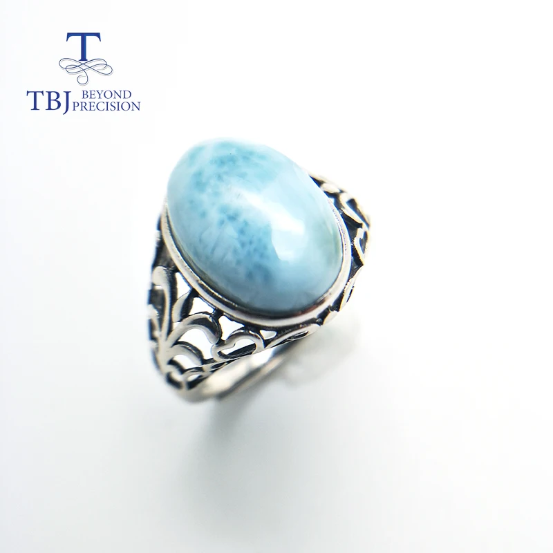TBJ натуральное кольцо с ларимаром овальной формы 10*14 мм 6.5ct драгоценный камень