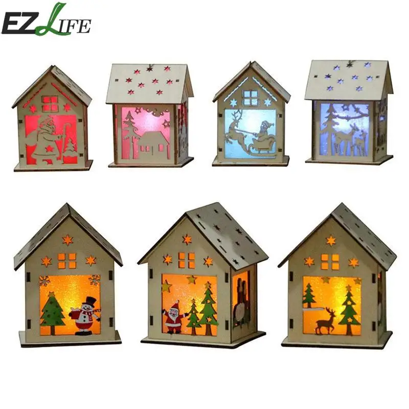 

Led Colorful Christmas Chalet Santa Claus Snowman Light Small House Pendant Colorful Christmas Chalet Christmas Home Decoration