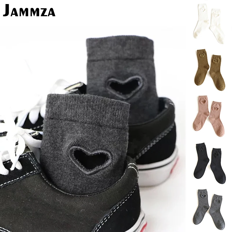 

New Korea Fashion Hollow Women Socks Cotton Heart Solid Sporty for Girl Student College Style Embroidery Harajuku Cute Wild Sock