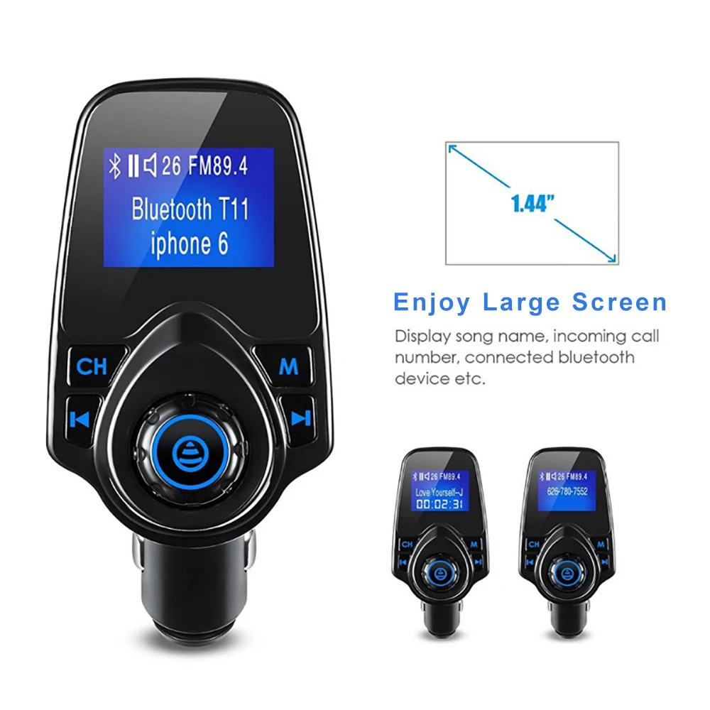 Двойной зарядное устройство USB Bluetooth Беспроводной автомобиля Mp3 плеер Handsfree Car Kit fm-передатчик A2DP 5 V 2.1A fm-модулятор ЖК-дисплей автомобиля AUX/TF