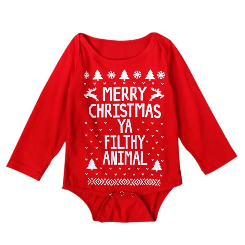 

Newborn Baby Infant Toddler Christmas Style Letter Printed Long Sleeve Clothing Jumpsuit Set Bodysuit One-piece Tops Children