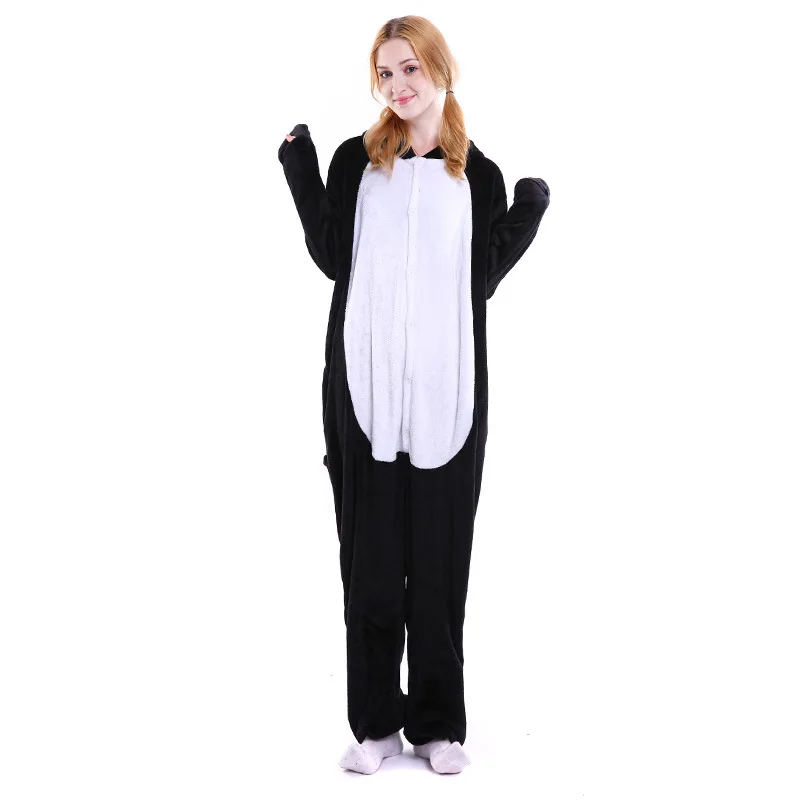 

Autumn and winter cartoon animal conjoined penguin pajamas flannel couple home clothes toilet version