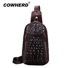 COWHERD с фабрики Мужская нагрудная сумка из натуральной воловьей кожи Крокодил Аллигатор мужская повседневная сумка