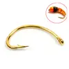 ICERIO 100 Uds oro pesca anzuelo Ninfa Scud Midge Caddis camarones anzuelos de moscas ► Foto 1/2