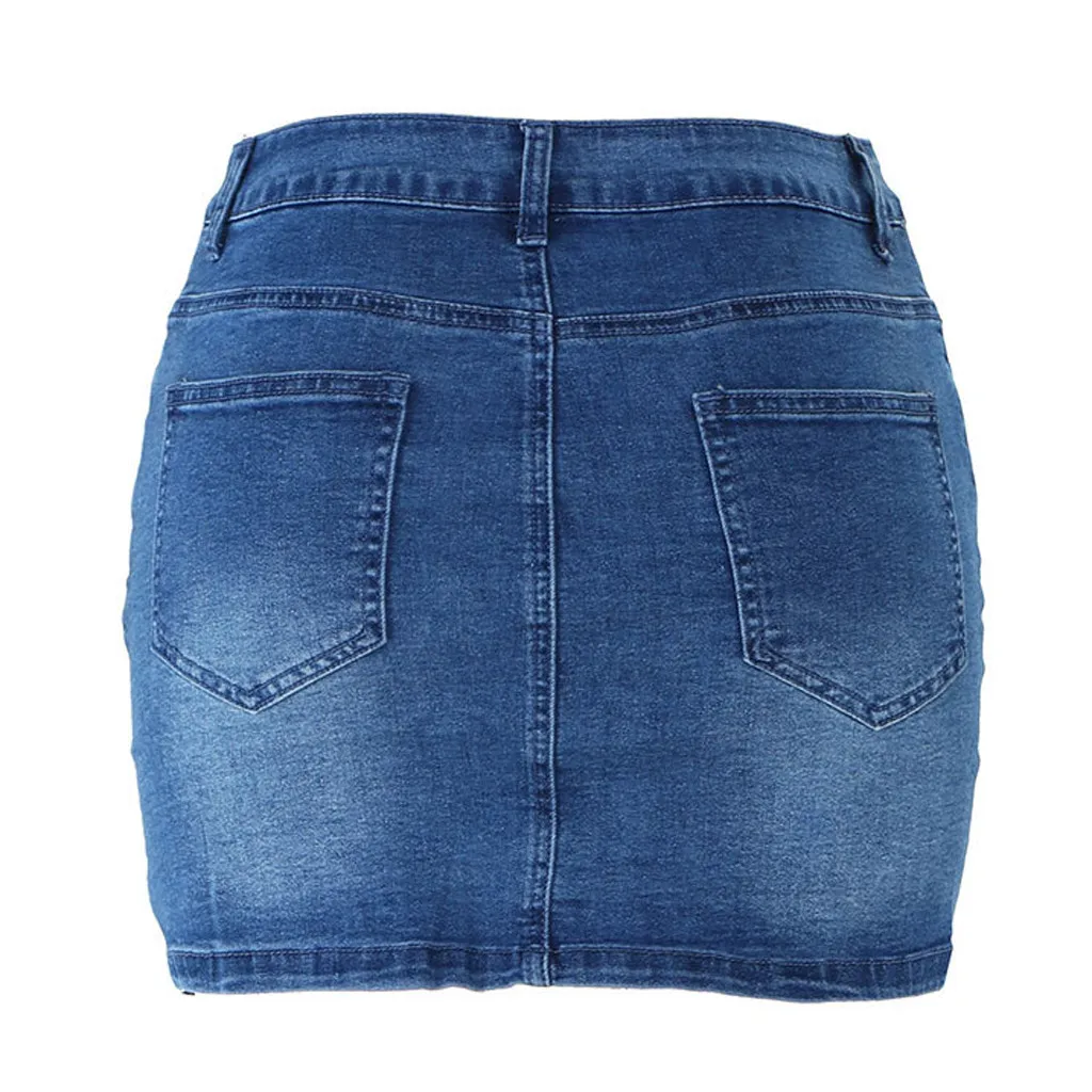 Womail джинсовая юбка Женская высокая посадка на пуговице вниз одна грудь Тощий деним Мини Короткая юбка карандаш джинсы с карманами юбка стиль