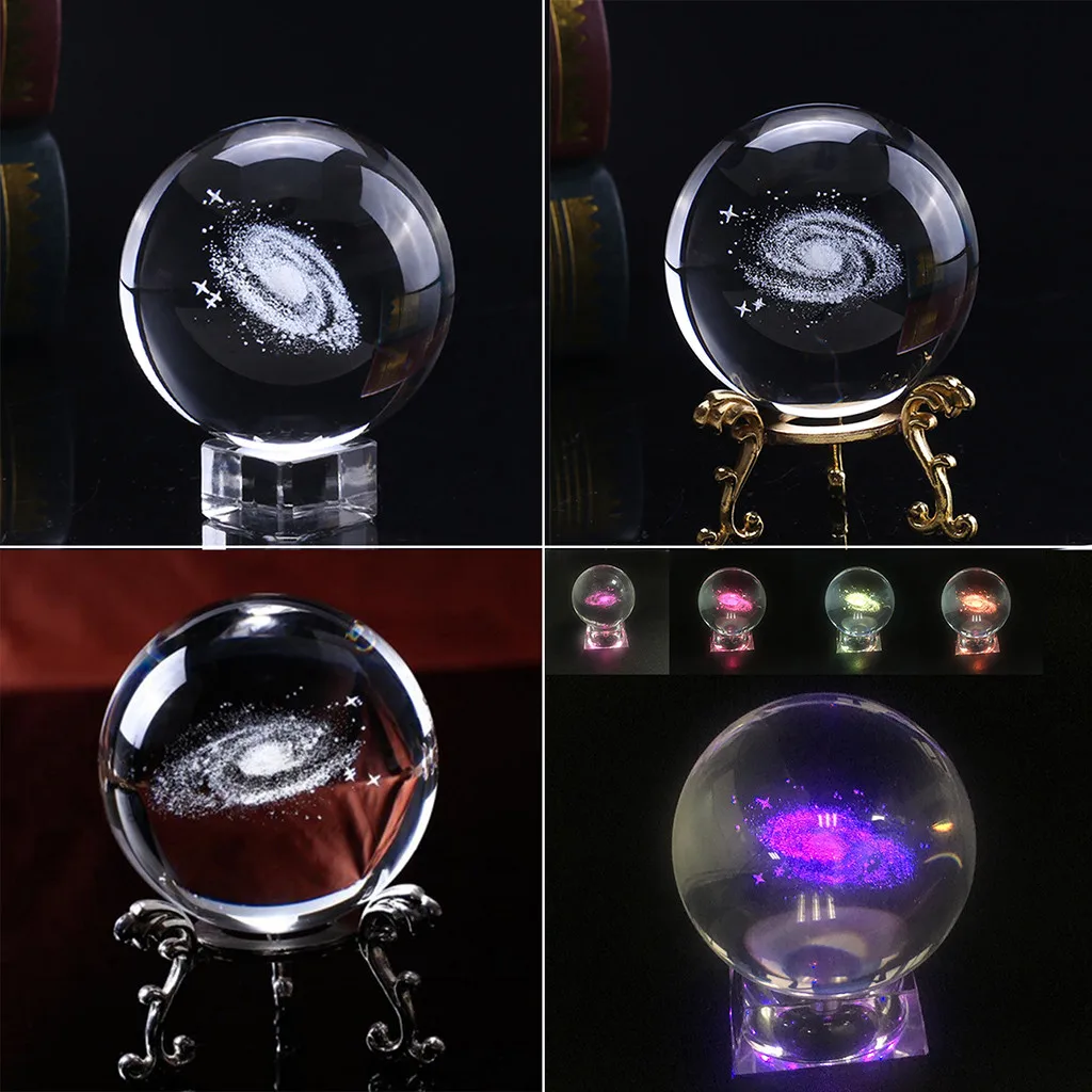 

3D Solar System Crystal Ball Planets Glass Ball Laser Engraved Globe Miniature Model Home Decor Astronomy Gift Ornament 60/80mm