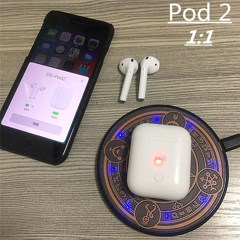 

Pod2 tws 1:1 size Replica Pop-up Bluetooth Headset Wireless Charging Earphone PK Air MX I20 I30 tws W1 Chip For iPhone all Phon