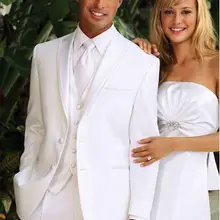 Белые свадебные смокинги Лучшие Мужские Модные свадебное платье пользовательские классический жениха(смокинг пальто+ брюки+ галстук+ жилет