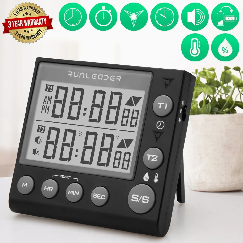 Digital Kitchen Timer Cooking Timers  timer kitchen digital timer alarm timer countdown timer kitchen timer for kids 2-channel flashing kitchen timer Indoor temperature and humidity meter1
