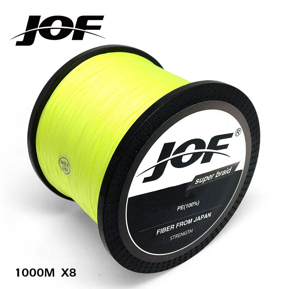 JOF плетеная леска 8 нитей желтый 100 м 150 300 500 1000 рыболовный шнур для соленой воды linha