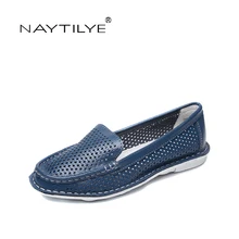 NAYTILYE Новая обувь Летние удобные кожаные туфли на плоской подошве Большие размеры