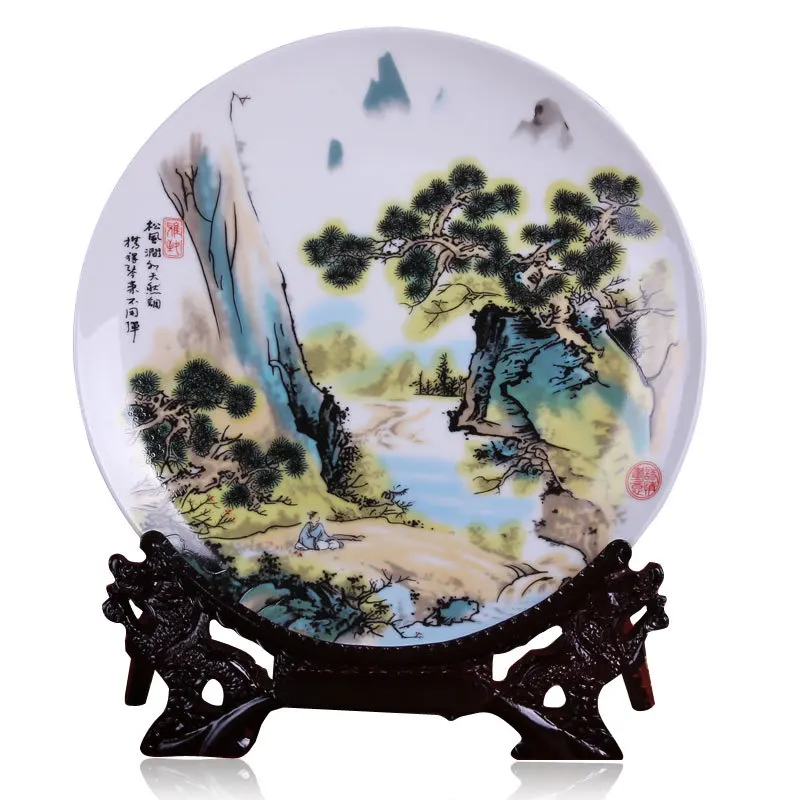 Jingdezhen ceramic decorative porcelain plate landscape ...