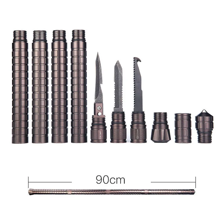 Multi-Functional Открытый Отдых Выживание DIY оружие для самообороны Stick безопасность треккинг полюс защита стержень пеший Туризм аварийный - Цвет: 4 section