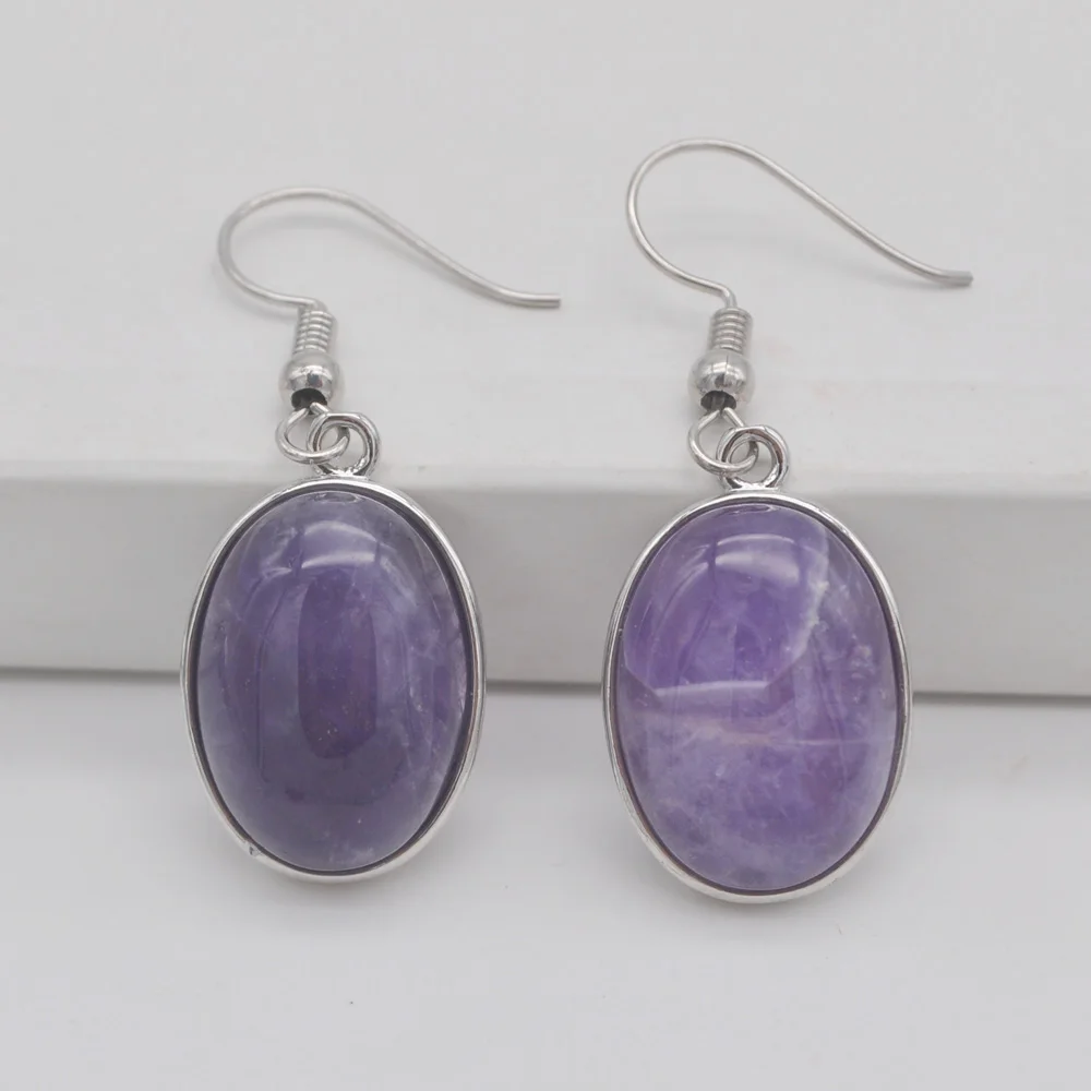 Rhodonite Brazilian Sodalite Malachite Carnelian Sandstone Howlite Crystal Lapis Stone Oval GEM Dangle Earrings Jewelry For Gift - Image 5