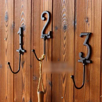 

3PCS/SET 16x5.5cm Digital Number cast iron wall hook Country style garden wall decoration ornaments