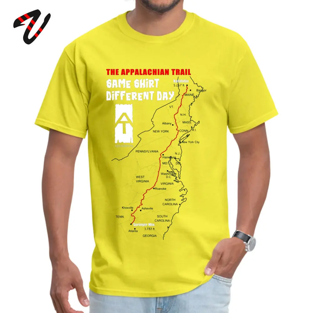 Custom Appalachian Trail Shirt Normal Short Sleeve Lovers Day Tops & Tees Fitted Crew Neck Cotton Tees Male Tshirts Appalachian Trail Shirt 9442 yellow