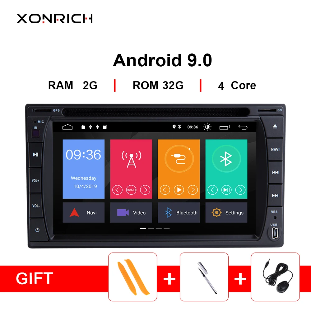 

2G RAM 2din Android 9.0 Car radio 7Inch 173*98mm Universal Car Multimedia DVD Player GPS Stereo Audio DAB DVR OBD BT WIfi 4G TV