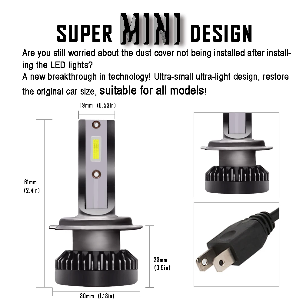 50 пар H7 светодиодный 8000LM мини автомобильный лампы для передних фар H1 светодиодный H7 H8 H9 H11 комплект фар 9005 HB3 9006 HB4 авто светодиодный лампы стайлинга автомобилей