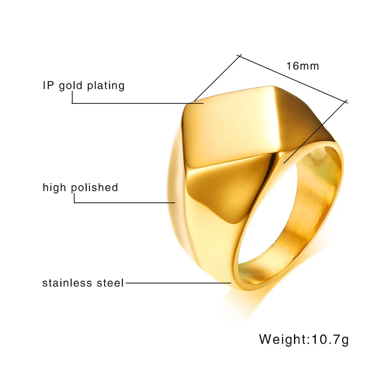 Meaeguet 16MM Wide Men's Ring Rhombus Cut Stainless Steel 3 Colors Wedding Bands Multi-faceted Male Jewelry