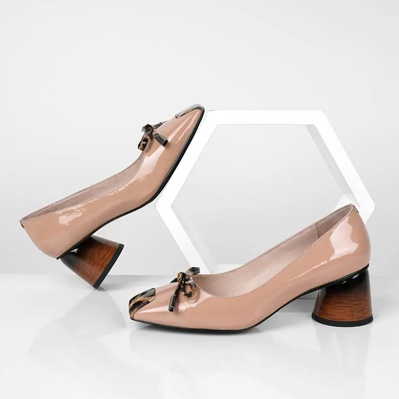 ALLBITEFO/Брендовая женская обувь на высоком каблуке из натуральной кожи; вечерние женские туфли; офисные женские туфли на толстом каблуке; весенние туфли-лодочки для девочек