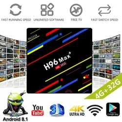 H96 Max плюс Смарт ТВ Box Android 8,1 ТВ Box Rockchip RK3328 4 ГБ Оперативная память 32/64 ГБ Встроенная память 4 К H.265 Netflix USB3.0 Media Player Android Box