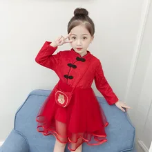 Утепленное платье принцессы с вышивкой для маленьких девочек; Сезон Зима; Vestido Meninas; Новинка года; осеннее платье с длинными рукавами для девочек в китайском стиле; винтажное платье