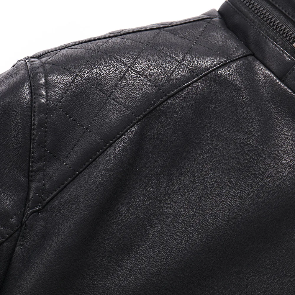 CVETO Spring Autumn Winte Men's Leather Jackets Slim Fit Faux Leather Jacket Casual Coats Stand Collar Men PU Leather Large Size CVETO Spring Autumn Winte Men's Leather Jackets Slim Fit Faux Leather Jacket Casual Coats Stand Collar Men PU Leather Large Size