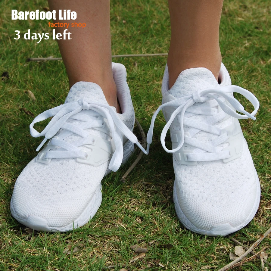 white barefoot sneakers