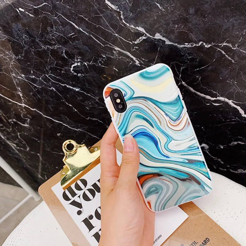 Fashion Marble Striped Plaid Solid Color Tpu Case for iphone XS Max XR 6 6S 7 8 plus X10 protective Cover |