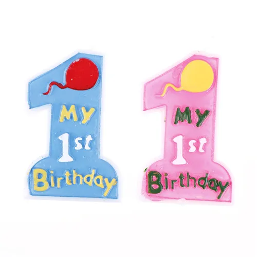 2 Colors 1Pc 1st Birthday Candle Cake Decoration Pattern Kids Baby Birthday Party Party Supplies