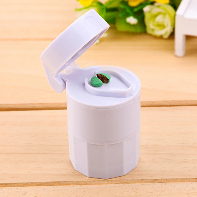 

1pc 4 in 1 Portable 4 Layer Powder Tablet Grinder Powder Pill Cutter Medicine Splitter Box Storage Waterproof