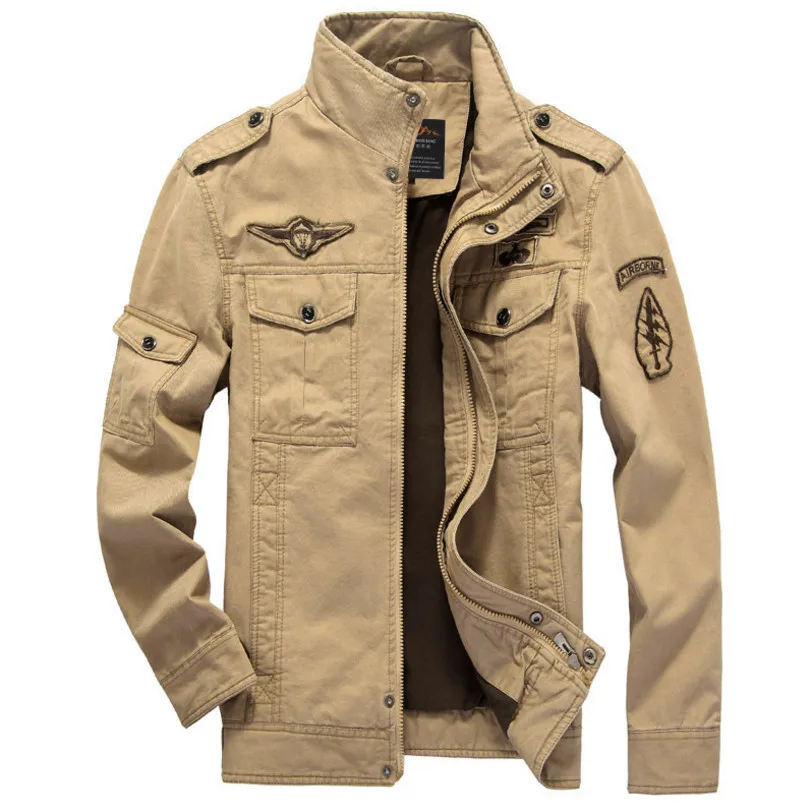 Новинка мужские куртки в стиле милитари ВВС США Весна Зима хлопок куртки для мужчин толстый бархат 6471