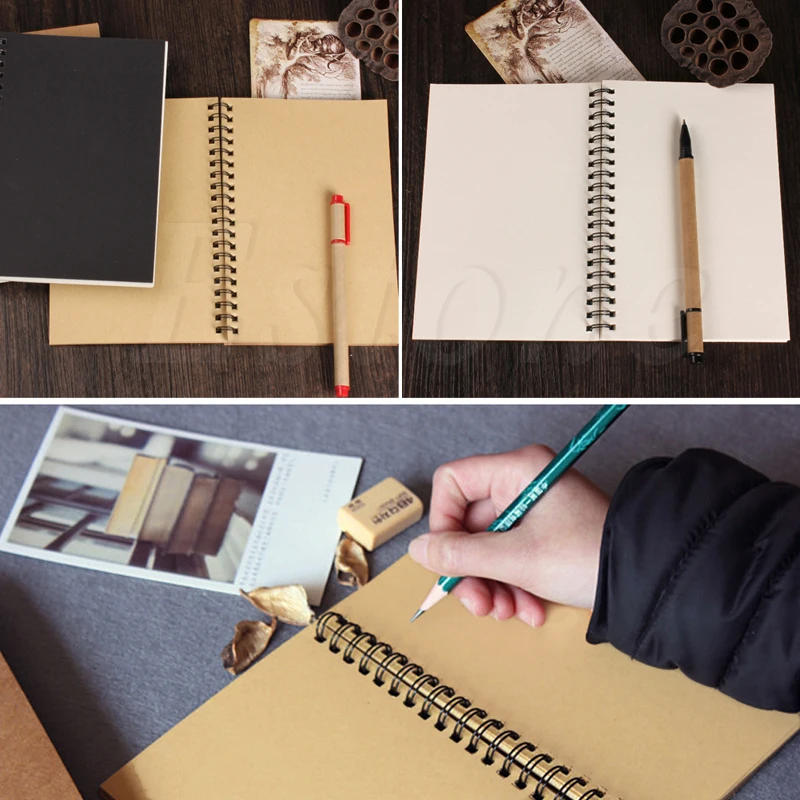 

Retro Spiral Coil Notebook Sketchbook Diary Journal Student Note Pad Book Memo