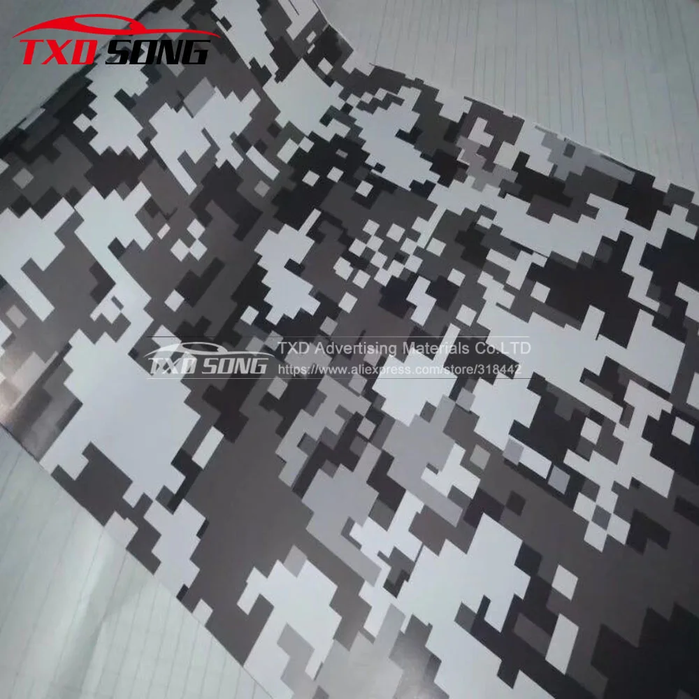 DIGITAL WHITE Gloss Camouflage Vinyl Car Wrap Camo Digi Roll Adhesive snow