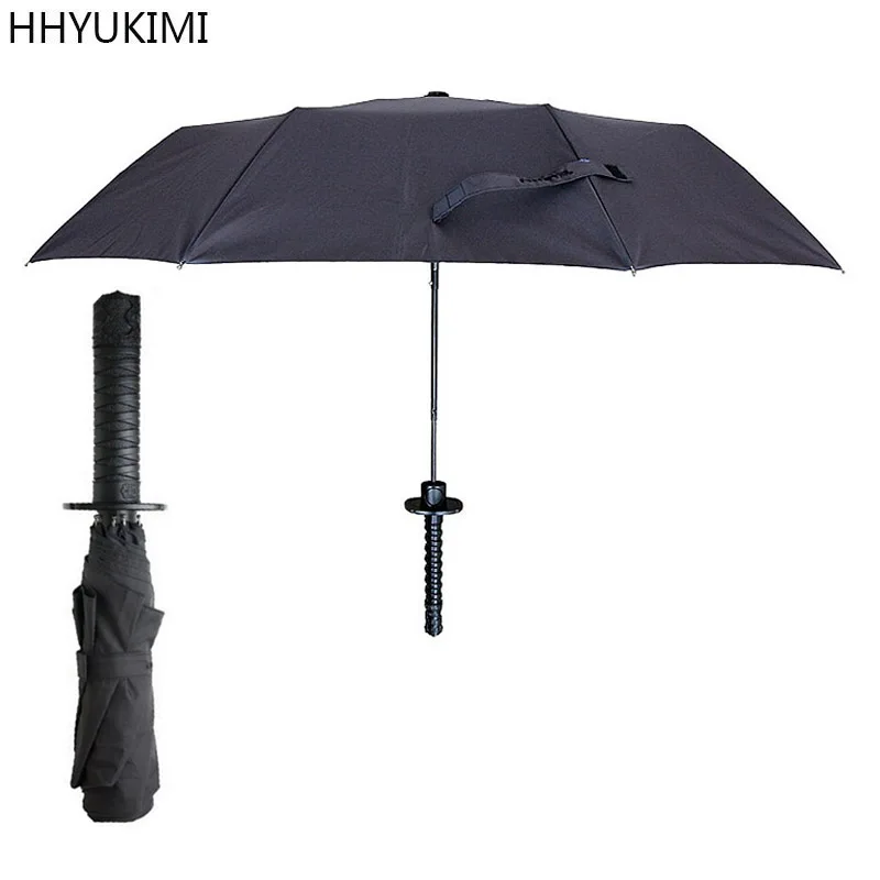HHYUKINI мужской самурайский меч ниндзя японской формы зонтик дизайн нож складной с длинной ручкой черный дождь дождливый Зонты