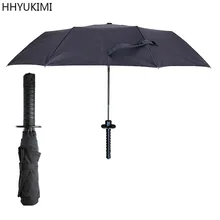 Hhyukini Pria Pedang Samurai Ninja-Seperti Jepang Bentuk Payung Desain Pisau Lipat Pegangan Panjang Hitam Hujan Hujan Payung(China)