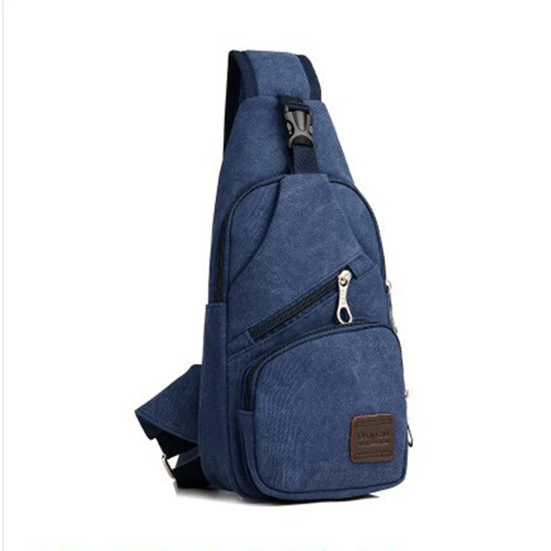 Многофункциональная Мужская нагрудная сумка, Новое поступление, брендовая сумка с одним плечевым ремнем на спине, однотонная черная Холщовая Сумка для путешествий, мужские сумки через плечо - Цвет: Navy Blue