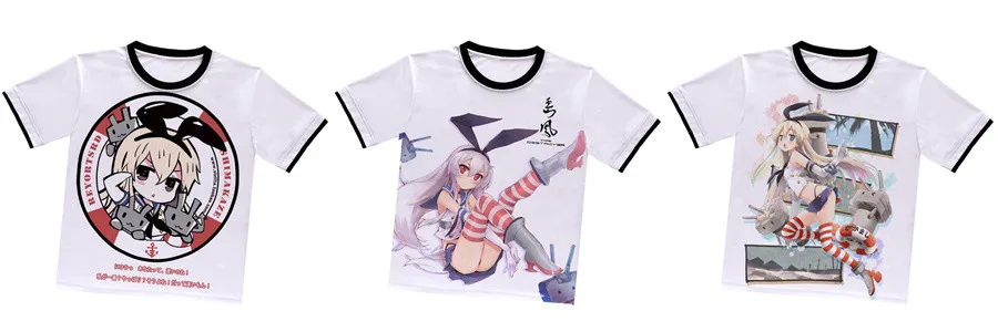 Коллекция аниме-игр Kantai, футболка Kongo Shimakaze Amatsukaze Yukikaze, белая футболка из полиэстера, летняя футболка Kancolle для активного отдыха