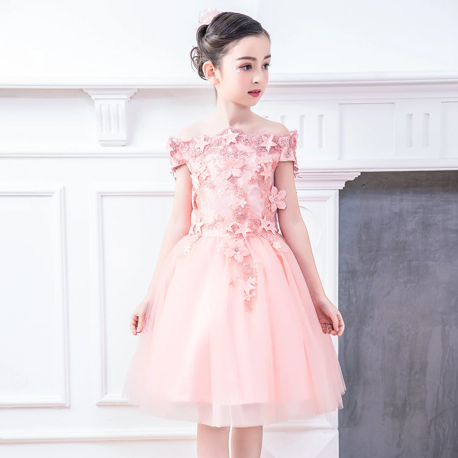 

Princess Flower Girl Dress Summer Tutu Wedding Birthday Party Dresses For Girls Children's Costume Teenager Prom Designs CA504