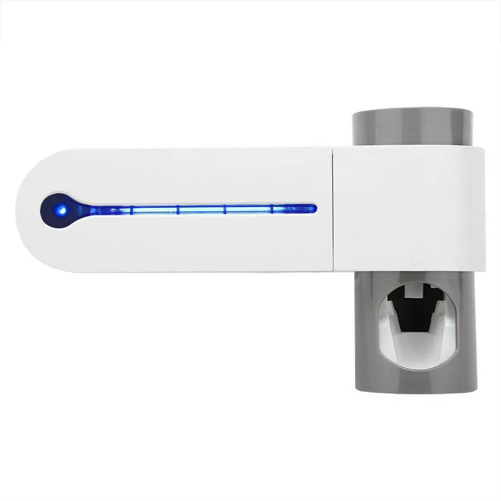 Автоматический диспенсер для зубной пасты держатель стерилизатора очиститель OrganizerAntibacteria 2 в 1 УФ-светильник ультрафиолетовая зубная щетка - Цвет: Белый