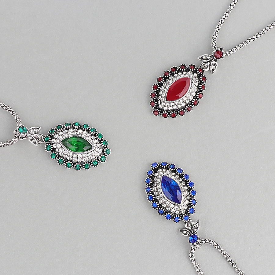 Kinel,, винтажное ювелирное изделие, опт, зеленое ожерелье для женщин, серебряный цвет, подвеска с кристаллами, ожерелье, вечерние ювелирные изделия для помолвки